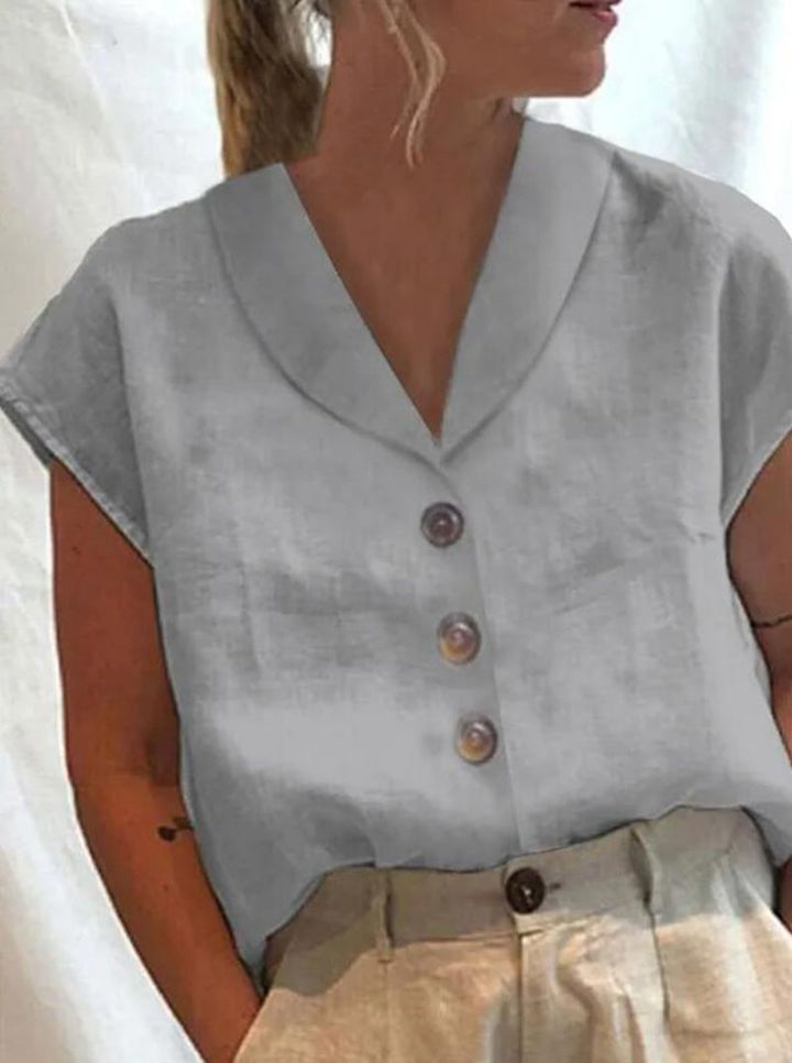 DONNA™ | Linen Button-Up Blouse