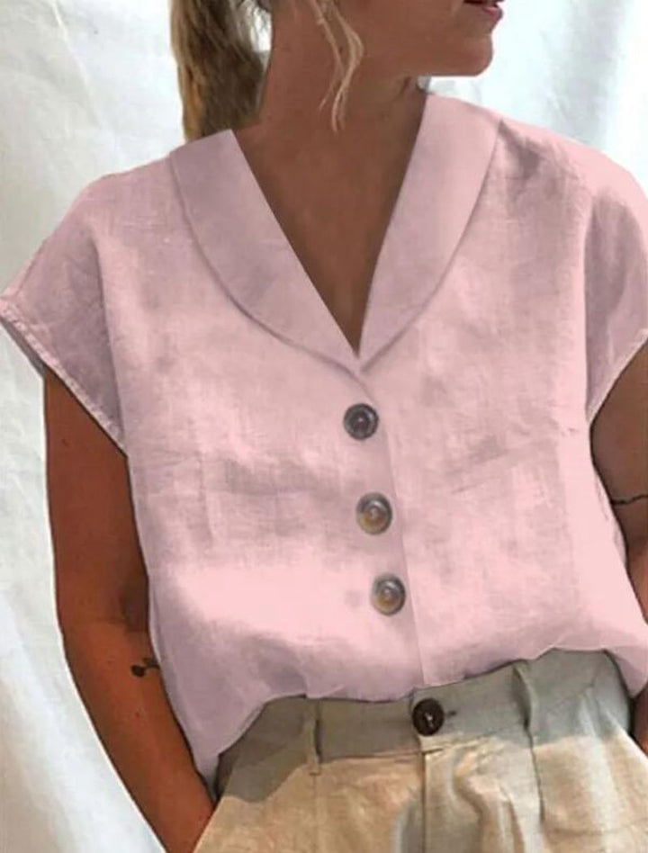 DONNA™ | Linen Button-Up Blouse